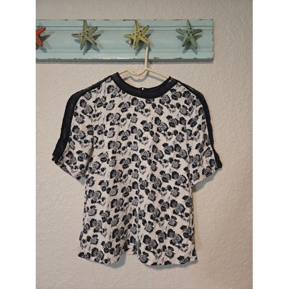 A.L.C Blue Floral Silk Blouse
